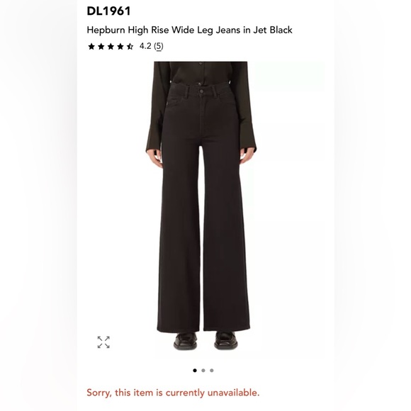 DL1961 Hepburn Wide Leg Jeans in Jet Black - Picture 1 of 6